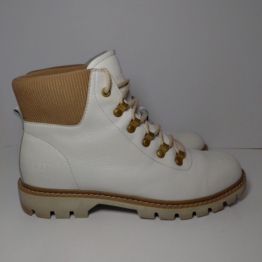 Caterpillar Waterproof Soft Toe Boot Women Size 10 Wide 8” Leather White